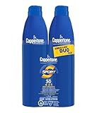 Coppertone Sport Sunscreen Spray SPF 30 Duo Pack, 4-in-1 Performance, Sweat and Water Resistant Spray Sunscreen Broad Spectrum SPF 30 UVA/UVB Protection, Oxybenzone Free, 2x 215mL