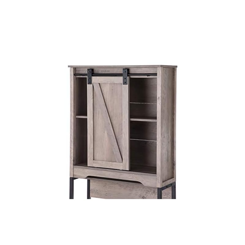 Landia Home Over The Toilet Storage Bathroom Shelf with Sliding Barn Door
