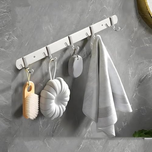 Image of Boniry 2 PCS Cloth Hanger for Wall, Steel Hanger for Clothes, Door Hooks for Clothes, Bathroom and Door Cloth Hanger, Mounted Hangers for Shirts, Dresses, and More 3 Hook Strip Silver