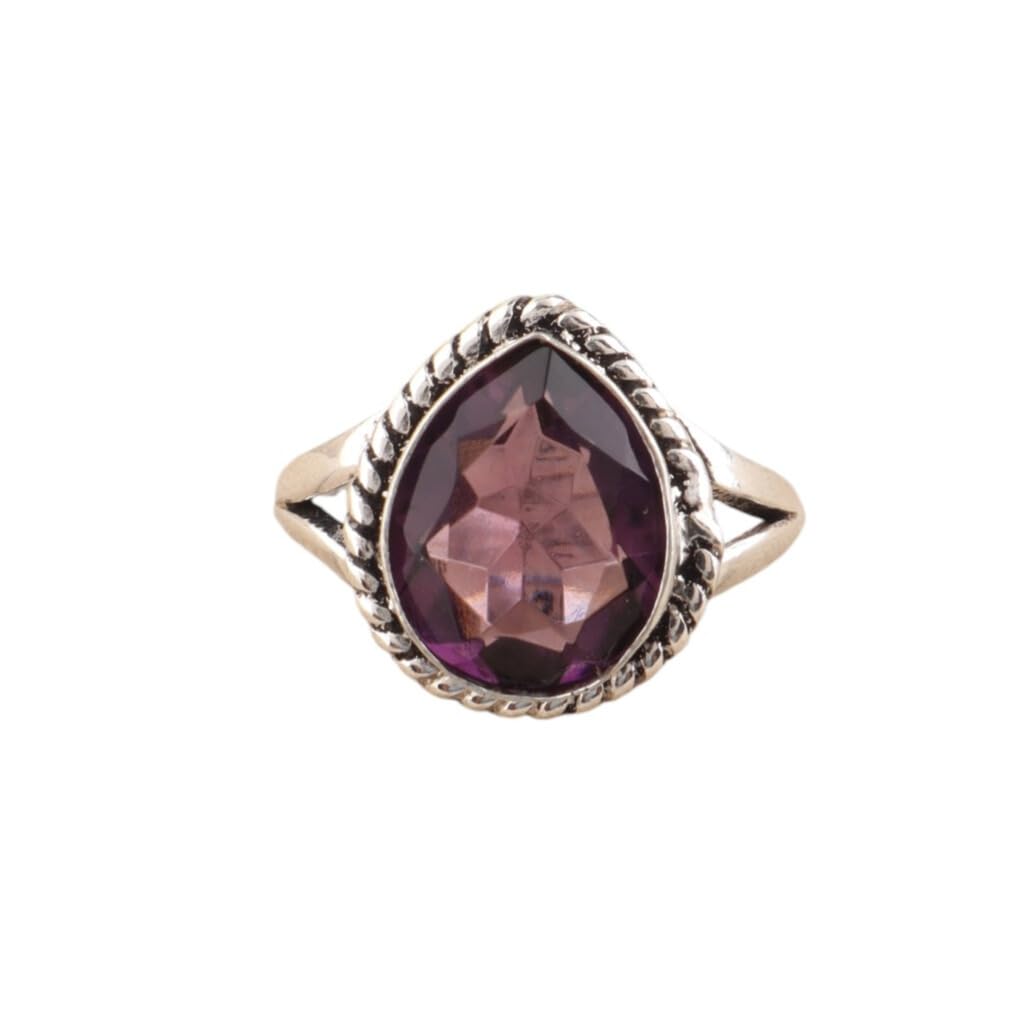 925 Sterling Silver Pear-Cut Gemstone Ring for Women | Handmade 17.4 Cts Bezel Set 9x11MM Teardrop Rope Frame Statement Jewelry - Image 8
