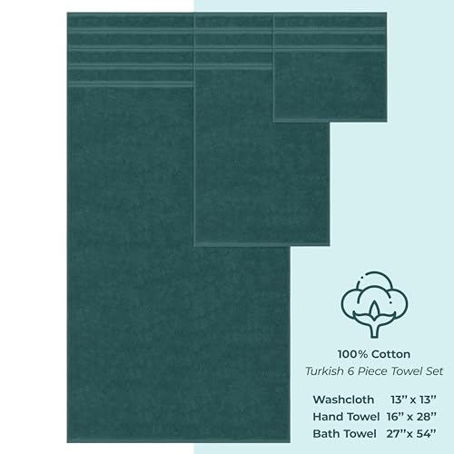 Image of American Soft Linen 100% Cotton Luxury Turkish Towels, 6 Piece Towel Set | Soft Absorbent Quick Dry OEKO Tex Standard 100 Certificated Durable Machine Washable Breathable Premium Hotel Quality