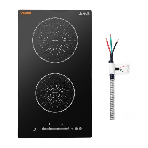 Image of VEVOR Induction Cooktop 12In 2 Burners, Built-in&Countertop Electric Stove, LED Touch & Integrated Control, 9 Power Levels, Easy-Clean Ceramic Glass, Child Lock, 3500W 220V No Plug