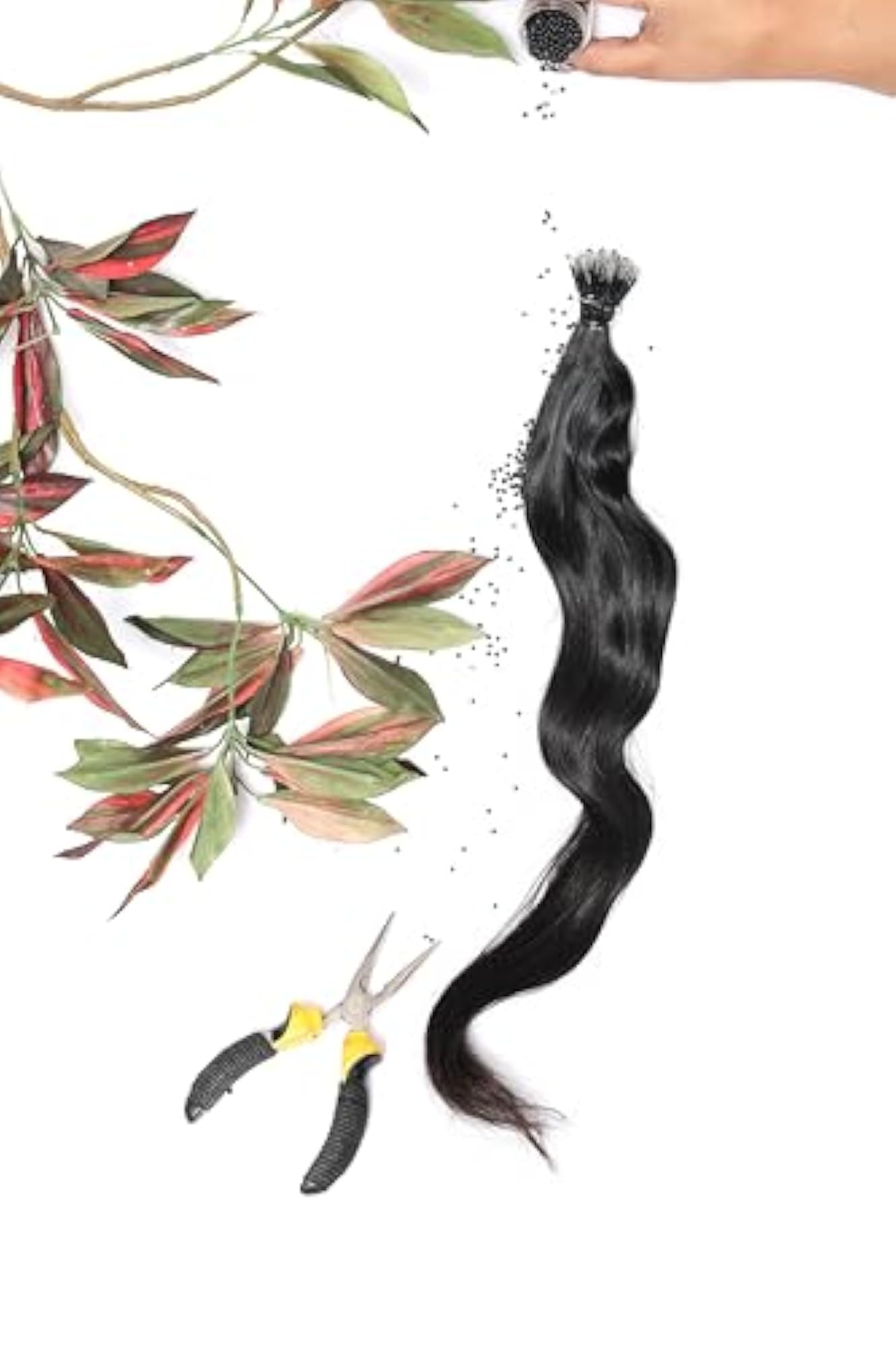 Natural Human Hair Nano Ring Extensions, Natural Black