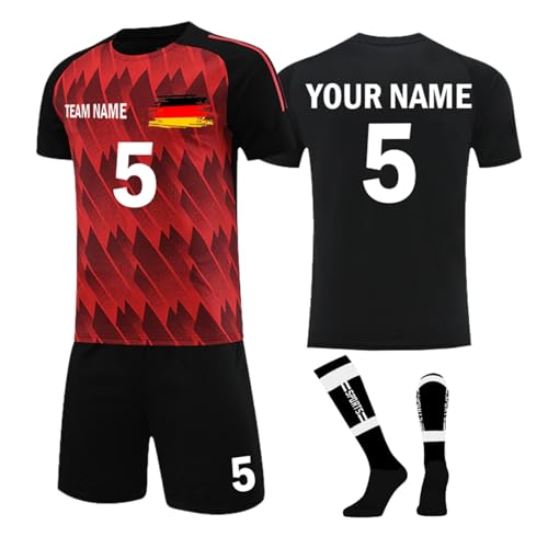 Camiseta de fútbol personalizada para niños, conjunto de uniforme de entrenamiento con logotipo de número de nombre, 4-rojo, 28