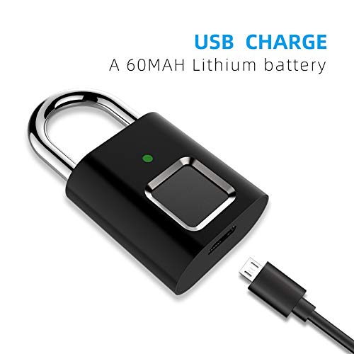 Denpetec-Fingerprint-Padlock-Fingerprint-Smart-Lock-Waterproof-Keyless-Anti-Theft-Security-Digital-Lock-Portable-for-Locker-Gym-Door-Luggage-Suitcase-Handbags-WardrobesBlack