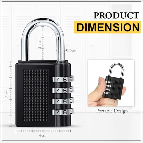 Image of GLUN 4 Digit Dialer Rechangeable Metal Body Luggage Number Lock, Powder Coated Bags Lock, Combination Pad Lock