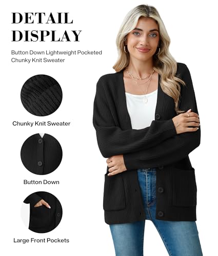 VIISHOW Women Chunky Knit Cardigan Sweater Long Sleeve V Neck Button up Cardigan with Pocket Sweater Coat for Fall and Winter4