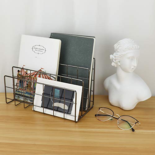 Morigem Desktop Mail Organizer, 3-Slot Metal Wire Mail Sorter, Letter Organizer For Letters, Mails, Books, Postcards And More, Mail Holder Dark Gray #TOP2