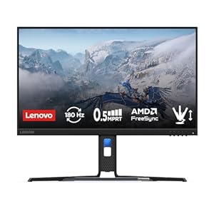 Lenovo Legion R24e Gaming-Monitor 23,8 Zoll (63,8 cm) (FHD, IPS, 180 Hz, 0,5 ms, HDMI+DP, HDMI-Kabel, AMD FreeSync) Neigungsverstellung – Schwarz
