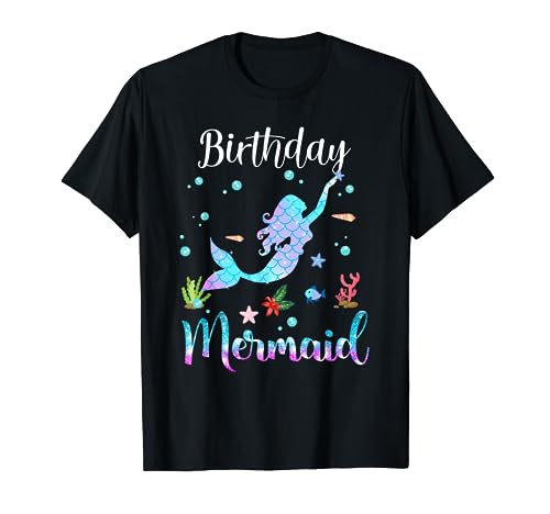 Birthday Mermaid Girl Cute Funny Matching Family Party T-Shirt