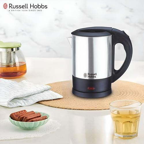 Image of Russell Hobbs RJK1000S 1350 Watt 1 Litre Electric Kettle with Auto Shut Off (Silver) | Premium Stainless Steel 304ss Grade, Wider Mouth Easy Cleaning, Travel Kettle, Safe Controller| 2 Years Warranty