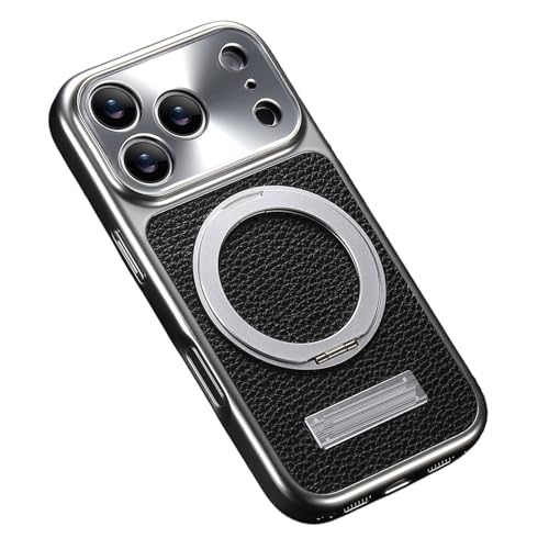 For IPhone 17 / 17 Pro / 17 Pro Max�p �}�O�l�b�g�P�[�X ? �����r�W�l�X�X�^�C���E���C�`�����U�[�J�o�[�i�����������O�X�^���h�E�J�����ی�@�\�t���j,17pro,Black