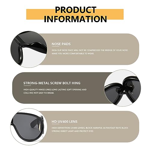 Oversized Aviator Sunglasses for Women Men Wave Mask Trendy UV400 Futuristic Shield Designer Style Sunglasses AM0514