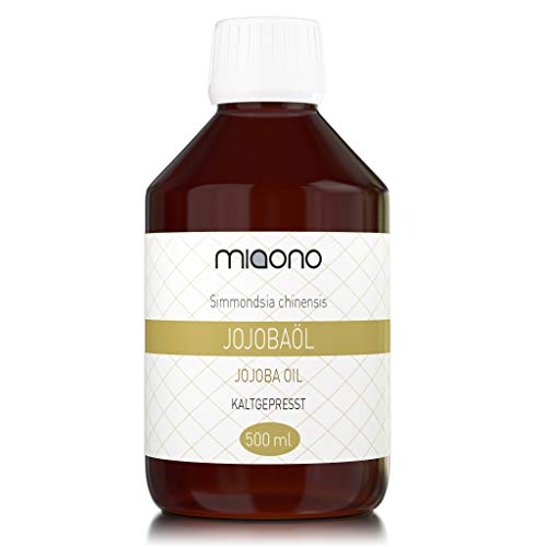 Preisvergleich Produktbild Jojobaöl (500ml) - kaltgepresst, 100% reines Öl in einer Glasflasche von miaono