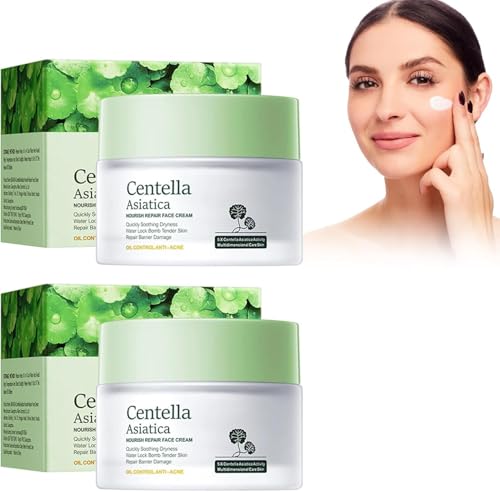 2 Piezas Crema Humectante Calmante Y Duradera Con Asiática, Calming Gel Cream, Asiática,Crema Hidratante Hidratante