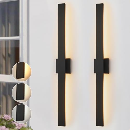 JOKAONOTL Upgraded 2-Pack 47''H Black Long Modern LED Outdoor Wall Lights 3000K 4000K 5000K Dimmable Exterior Wall Sconce Outside Light fixtures for House Garage Front Door by JOKAONOTL - Used condition - US$131.79