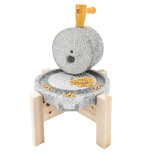 LyeXD Natural Hemp Stone Paste Mill, Manual Dry/Wet Graphite Machine Tool with Stand & Filter Bag, Handmade Stone Grainer Mill For Hand Milled Rice Peanuts Corn Soy Flour Grinder