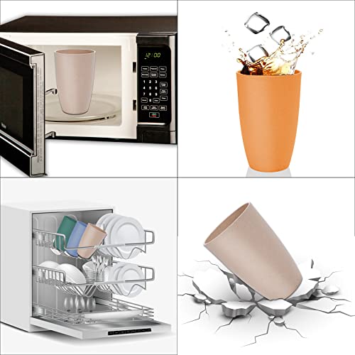 Wheat Straw Cups, 6Pcs Reusable Plastic Cups 20 Oz Unbreakable Drinking Glasses For Kitchen Dishwasher Safe Water Tumbler Set #TOP1