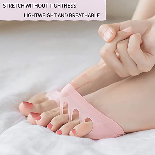 Image of Ball of Foot Cushions Honeycomb Fabric Metatarsal Pads Invisible Socks Pads for Women and Men Reusable Forefoot Pads (5 Pairs-Pink)