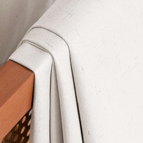 Image of H.VERSAILTEX 100% Blackout Curtains for Bedroom 96 Inches Long Grommet Linen Face Full Light Blocking Curtain Drapes for Living Room Thermal Insulated Linen Look Curtains 2 Panels Set, Ivory