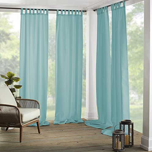 Elrene Home Fashions Matine Weatherproof Tab-Top Indoor/Outdoor Solid Color Curtain Panel for Porch Pergola, Patio, Deck