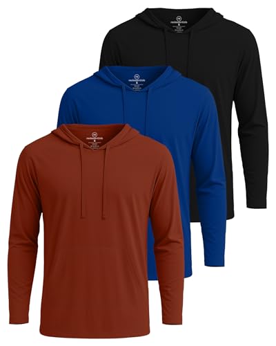 Real Essentials 3 Pack: Men's Cotton Lightweight Casual Pullover Drawstring Hoodie With Pocket (Available In Big & Tall) Set 10, L