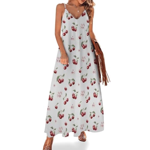GVYGVY Cherry Berries Long Summer Dresses for Women 2025 Summer