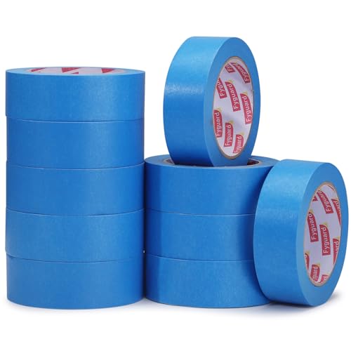 Image of 10Rolls Blue Painters Tape 1.5Inx55Yd Wide Blue Masking Tape for Painting | Sharp Lines Easy to Tear Washi Tape for Wall Painting Automotive Window Trim Crafts Multi-Surface