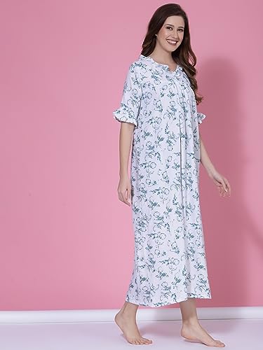 Image of OOMPH! Cotton Blend Nighty for Women's | Night Gown | Nighty | Nightdress | Maxi Dress | Sleepwear | Gown for Women | Nighties | Sleepwear