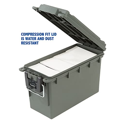 Image of Sheffield 12626 Ammo Storage Box, Stackable .30 Cal Field Boxes, Water and Dust Resistant, Lockable Storage Box with Handle, Secures Hunting Gear, Supplies, and Bullets, Made in USA, Green(Pack of 6)