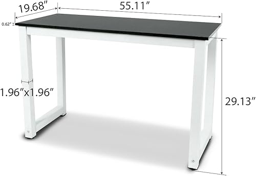 Miniatura 3 de G-PLUS Escritorio de computadora de 55.1 pulgadas, mesa de oficina de madera, estilo moderno y simple, para computadora portátil, mesa de estudio De