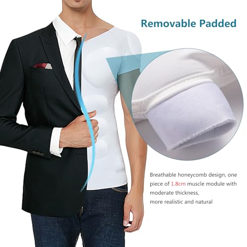 Men's Fake Muscle T-Shirt, Enhancers Strong Shoulder Pads Underwear, for Weddings Parties Daily Wear3