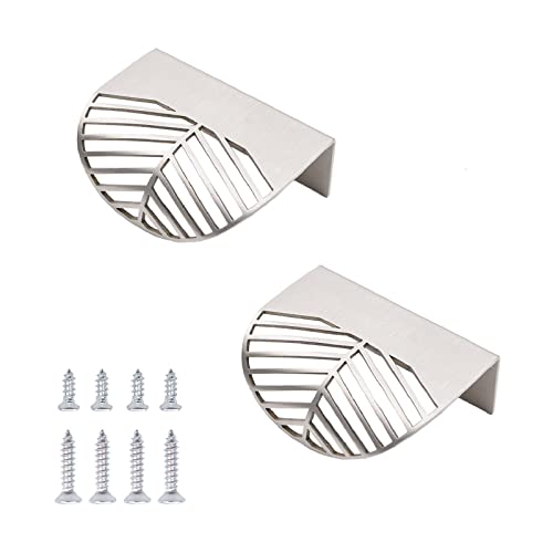 MOROBOR Lot de 2 poignées de placard décoratives en acier inoxydable en forme de feuille avec vis de montage pour placard, armoire, tiroir (argent) Cover