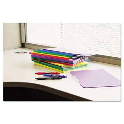 Recycled Interior File Folders, 1/3 Cut Top Tab, Letter, Assorted, 100/Box #TOP1