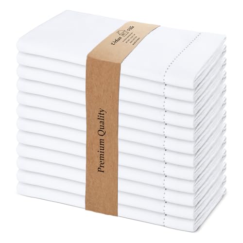 Urban-Villa-Cloth-Napkin-Set-of-12-Hemstitch-Solid-White-20x20-Inches-Premium-Soft-Cotton-Highly-Absorbent-Reusable-Washable-Dinner-Table-Napkins-for-Home-and-Weddings Urban Villa Cloth Napkin Set of 12 Hemstitch Solid White 20×20 Inches Premium Soft Cotton Highly Absorbent Reusable Washable Dinner Table Napkins for Home and Weddings