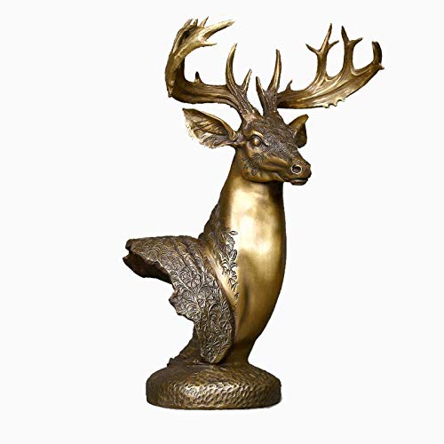Sculpture tête de cerf rétro en cuivre pour sublimer l'ambiance de votre salon de caractère