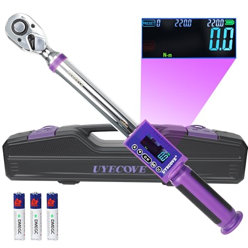 UYECOVE Digital Torque Wrench 1/2 Drive, (8.1-147.5 FT-LB/11-200N.M) ±2% High Accuracy Digital Torque Wrench, With Vibration, Buzzer and LED Alert by UYECOVE - Used condition - US$45.35