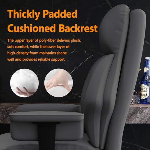 Image of Office Chair with Leg Rest, Leather High Back Executive Office Chair with Wheels, Ergonomic Desk Chairs with Lumbar Support for Home Office, Gray