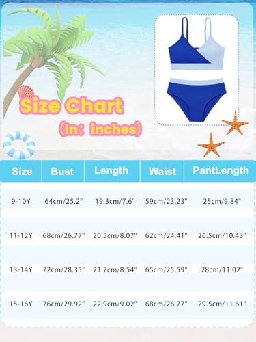 Image of Girl's 2 Piece Swimsuit Solid Spaghetti Strap Bikini Sets Beach Bathing Suit Swimwear for Teen Girls