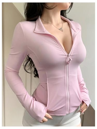 SOLY HUX Women's Zip Up Workout Jackets Long Sleeve Slim Fit Lightweight Athletic Jacket with Pockets3