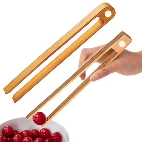 サーバートング - 磁石付き盛り付け用フードトング - 木製トング 料理 キャンプ バーベキュー パーティー デザート サラダ ステーキ用アクセサリー