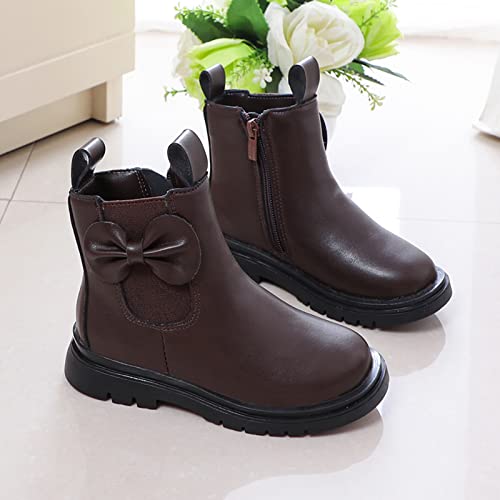 Toddler/Little Kid Girls Sweet Short Ankle Boots Bowknot Side Zipper Dress Booties Side Zipper Booties Lug Sole Shoes4