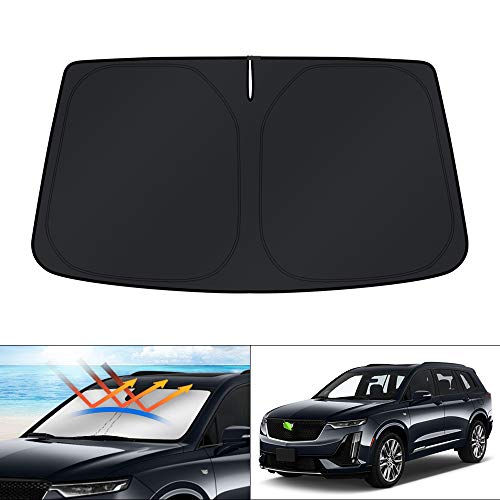 Image of KUST Windshield Sun Shade for 2020-2024 2025 Cadillac XT6 Accessories Custom Fit Sunshade Window Sun Visor Protector Foldable Blocks UV Rays Keep Your Car Cooler