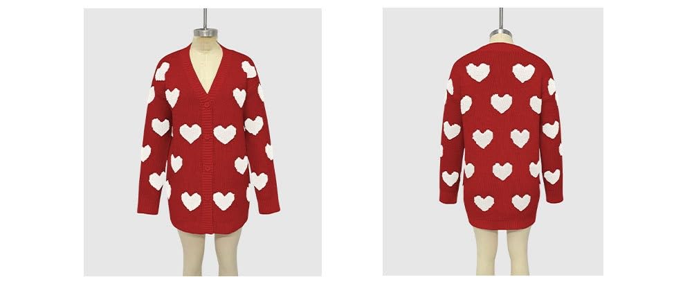 Rebeca Mujer Invierno, Suéter De Manga Larga para Mujer, Cárdigan con Botones, Chaqueta Abierta Al Frente, Cuello En V Negro, Abrigo De Punto con Cable En Forma De Corazón, Ropa De Abri