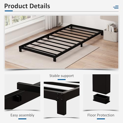 Fly-CTsoar 5 Inch Low Profile Twin Floor Bed Frame Heavy Duty Platform by Fly-CTsoar - Used condition - Image 3