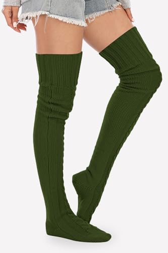 Image of Leoparts Women's Cable Knitted Thigh High Boot Socks Extra Long Winter Stockings Over Knee Leg Warmers