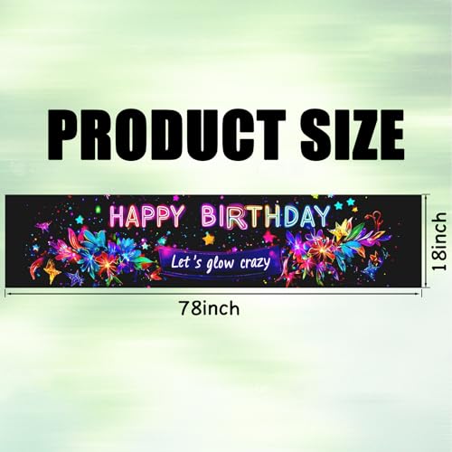 Image of Nuxovilar Neon Glow Birthday Floral Banner 78.7x17.7 Polyester