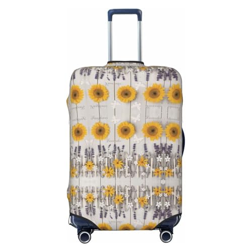 Sunflowers On Wooden Print Luggage Suitcase Cover Protector Luggage Washable Covers With Concealed Zipper