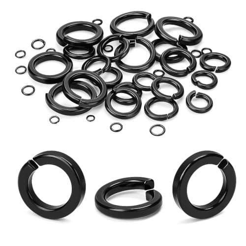 YFLeomry 100 Stück Federring, Federringe M6, Edelstahl A2 V2A, Unterlegscheiben, Spiralförmige Schwarz Federscheiben, Metallscheiben für Schrauben und Muttern