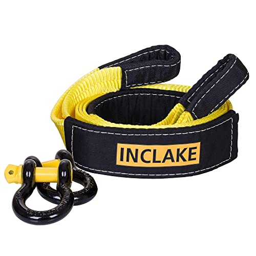 Tow Strap Recovery Kit-3'' X 10Ft (30,000 Lbs. Break Strength) +3/4" D Ring Shackles （62,831 Lbs Break Strength）(2Pcs.)-Heavy Duty Recovery Kit -Off Road Towing Accessory For Jeeps & Trucks #TOP2
